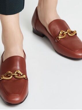 Tory Burch Jessa Loafers Brown Leather Sz 6.5